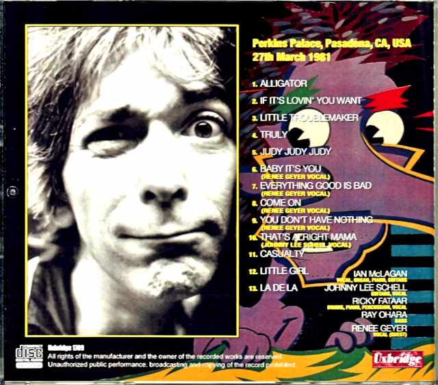 Ian McLagan & the Bump Band Ian McLagan/CA,USA 1981 Mike Millard Master Tapes