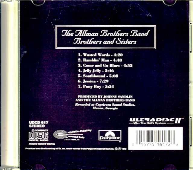 Allman Brothers Band Allman Brothers Band/Brothers and Sisters Original US Mobile Fidelity Sound Lab