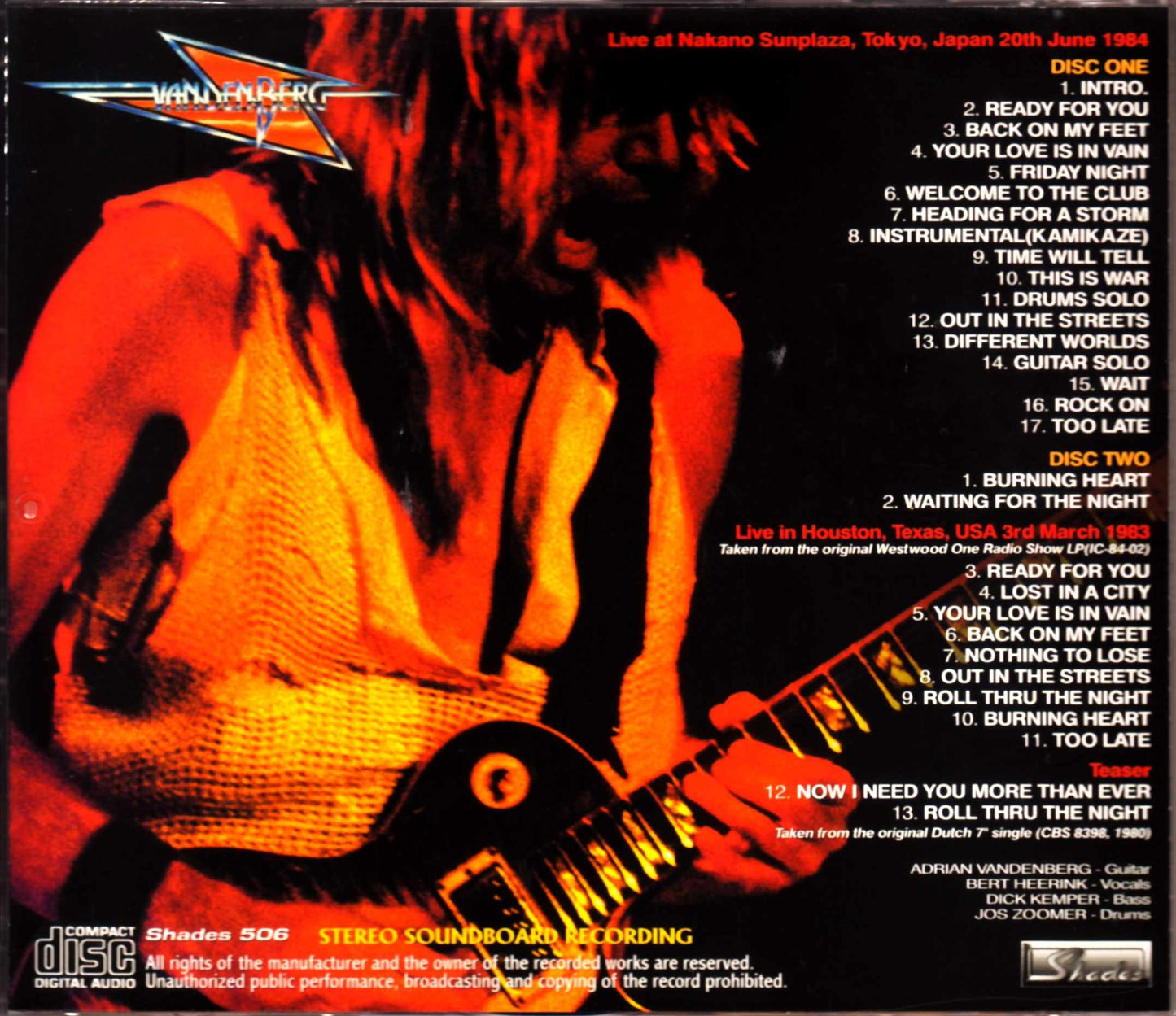 Vandenberg/Tokyo,Japan 1984 & more