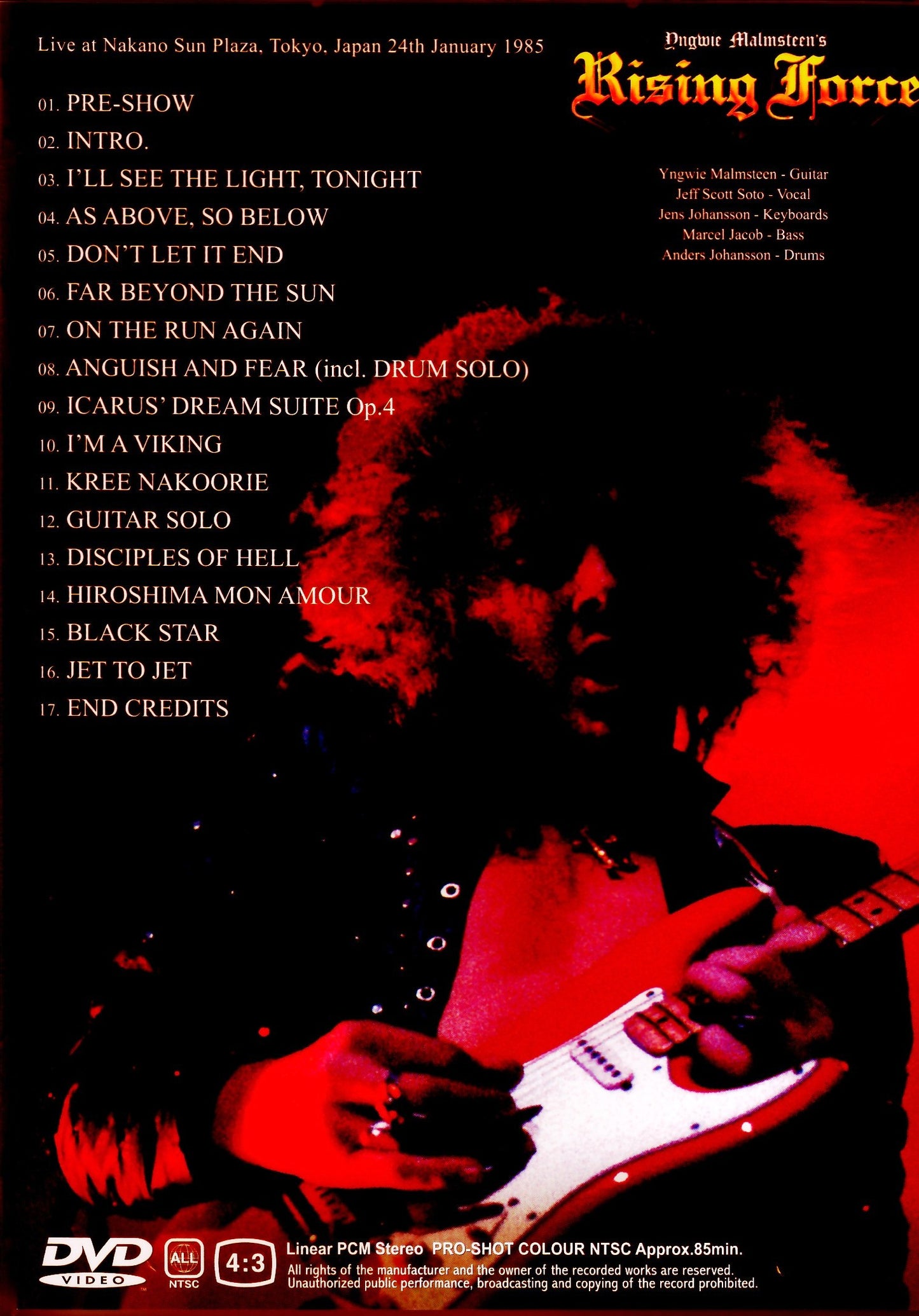 Yngwie Malmsteen,Rising Force/Tokyo,Japan 1985 Another Angle Shot Ver.