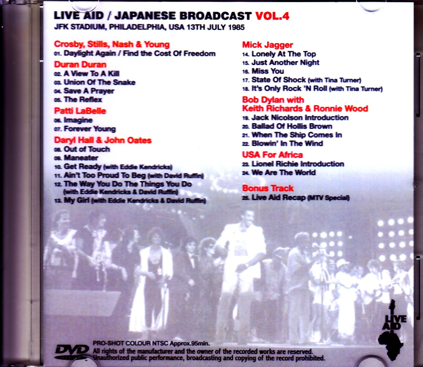 Varuous Artists Duran Duran,Hall & Oates,Mick Jagger,Bob Dylan/PA,USA 1985 Japanese Broadcast Ver. Vol.4