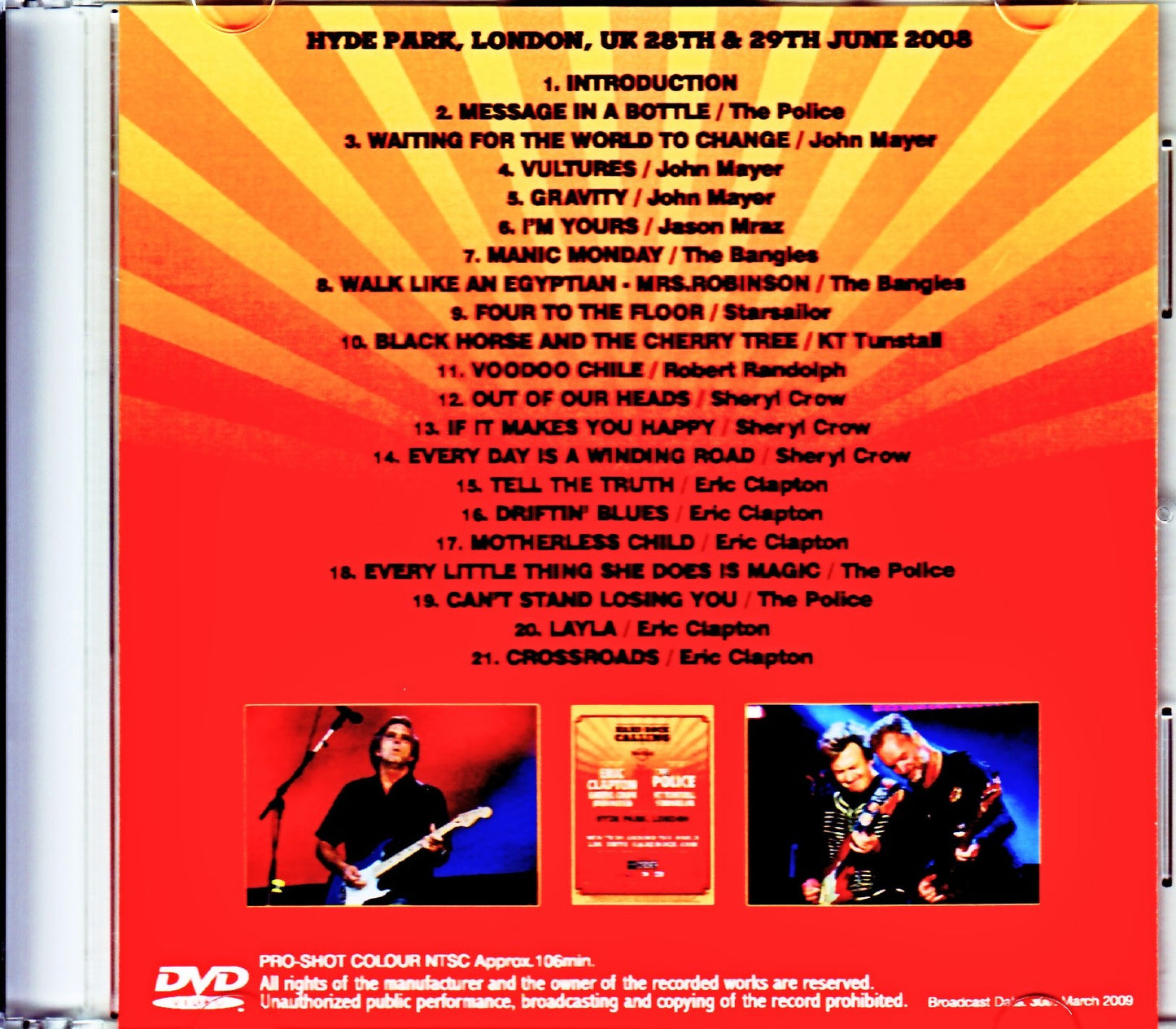 Various Artists Eroc Clapton,Police,The KT Tunstall,Sheryl Crow,John Mayer/NY,USA 2008 Japanese Broadcast Ver.
