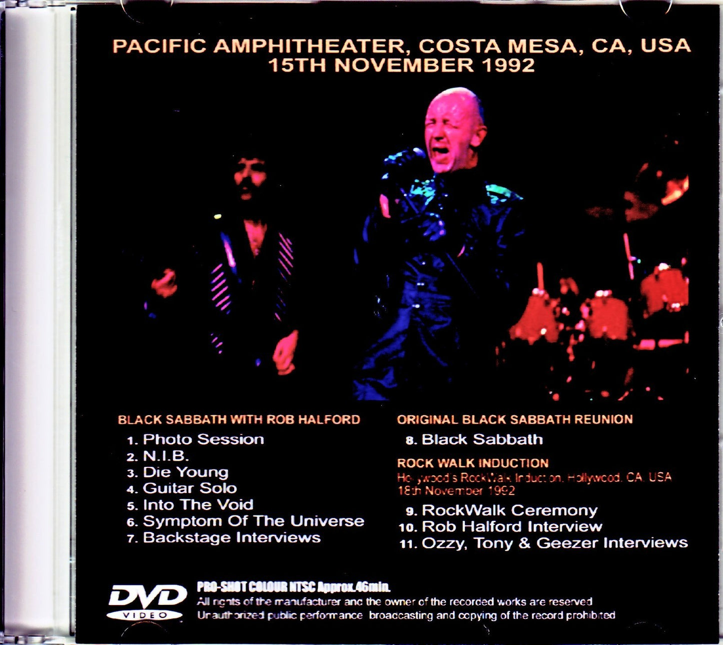 Black Sabbath,Rob Halford/CA,USA 1992 Pro-Shot Edition