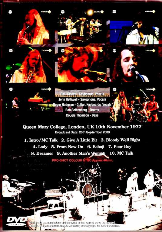 Supertramp/London,UK 1977 Japanese Broadcast Edition