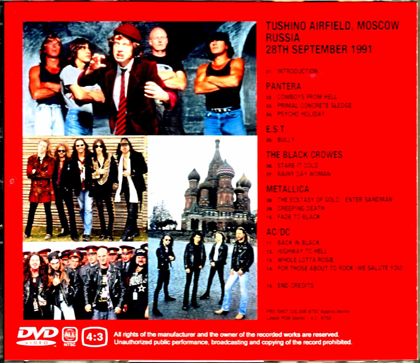 Various Artists ACDC,Pantera,Metallica,Black Crowes Pantera Metallica/Invitation from Russia Russia 1991 Original Japanese Laser Disc Editio