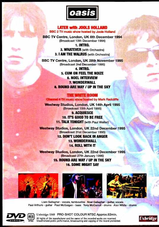 Oasis/British TV show 1994-1995 Live on TV 1994-1995