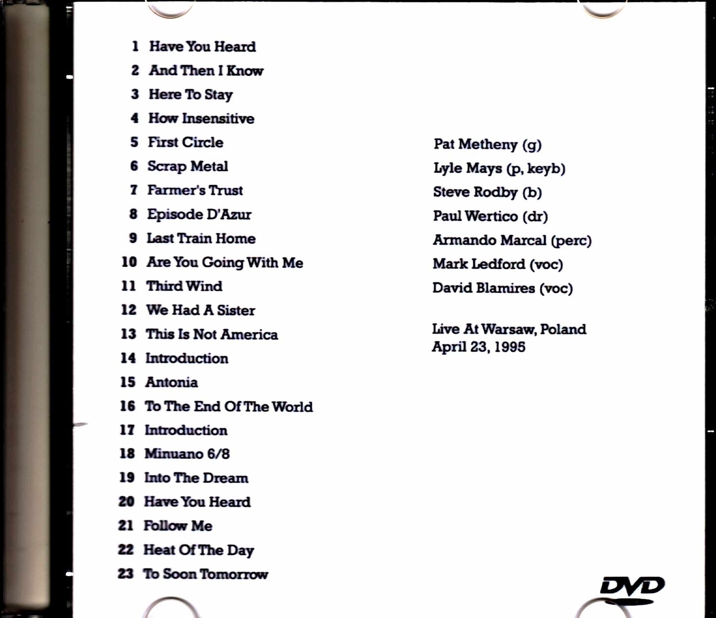 Pat Metheny Group Pat Metheny/Poland 1995 Digital Remastered Complete