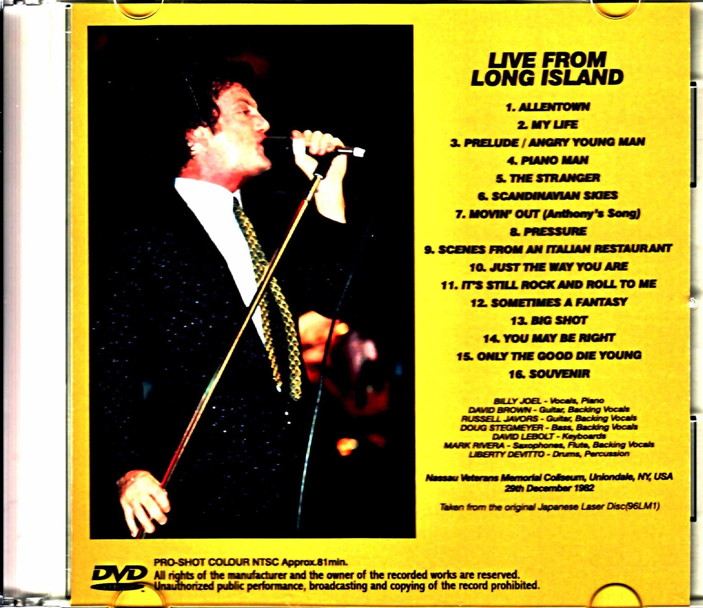 Billy Joel / NY, USA 1982 Japanese Laser Disc Edition Upgrade Jewel Version