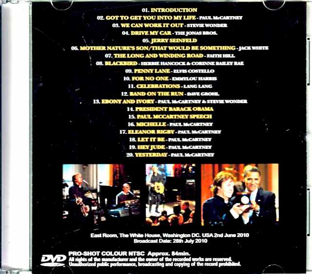 Paul McCartney / Gershwin Prize Commemorative Concert WA,USA 2010
