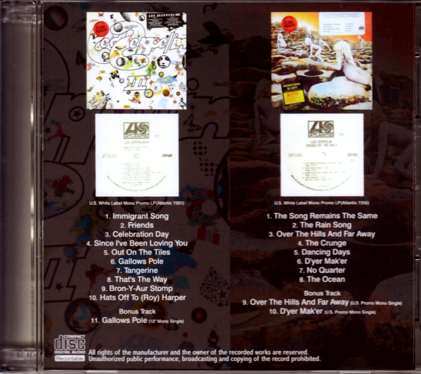 Led Zeppelin/III and Houses of the Holy Mono Promo LP’s