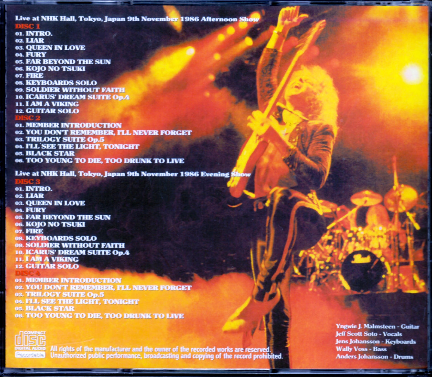 Yngwie J.Malmsteen/Tokyo,Japan 1986 Afternoon & Evening Show