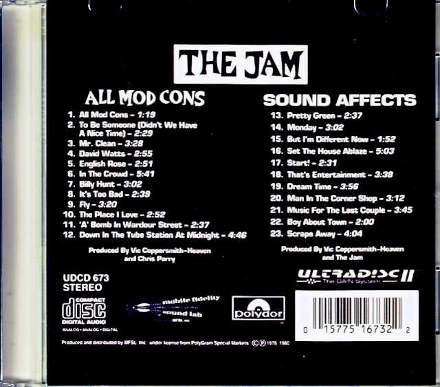 Jam,The Jam/Sound Affects and All Mod Cons Original US Mobile Fidelity Sound Lab Edition