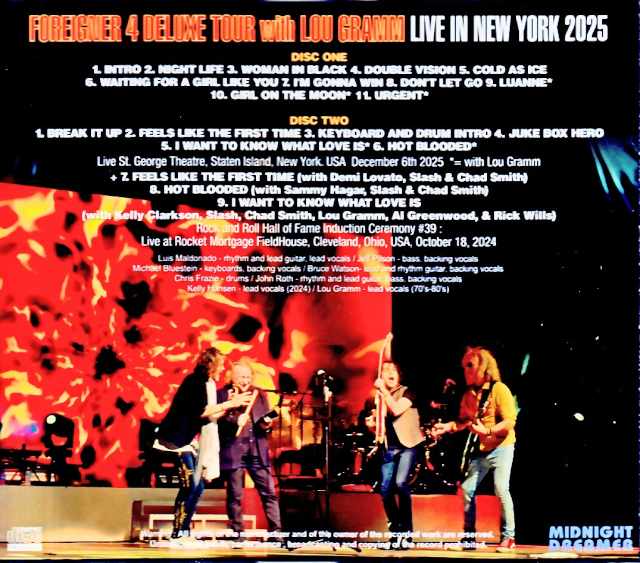 Foreigner / NY,USA 2025 Complete & more