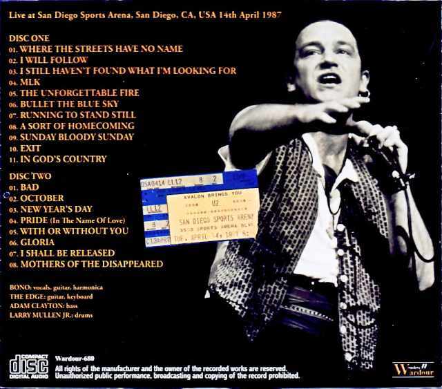 U2 U2/CA,USA 04.14.1987 Complete