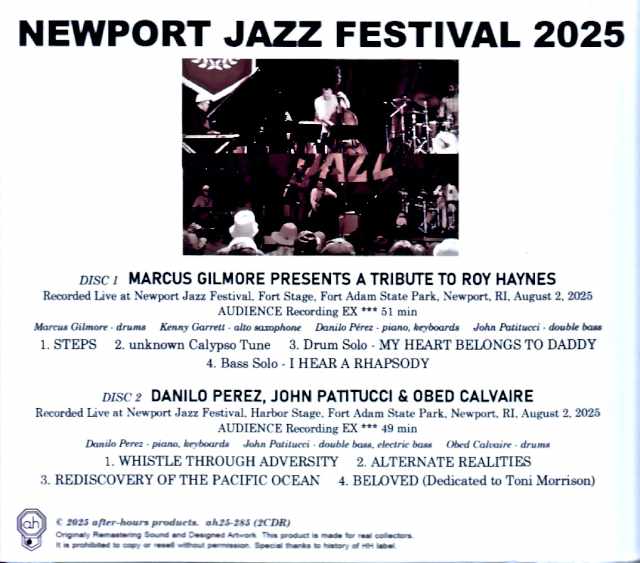 Marcus Gilmore Danilo Perez,John Patitucci,Obed Calvaire Marcus Gilmore/RI,USA 2025 Complete