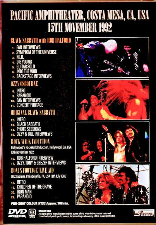 Black Sabbath Ozzy Osbourne, Rob Halford Black Sabbath Ozzy Osbourne/CA,USA 11.15.1992 & more Multi-Cam Edition