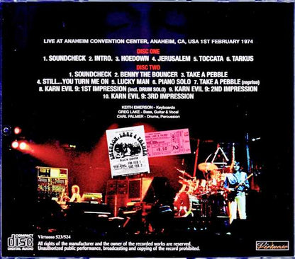Emerson,Lake & Palmer Emerson,Lake & Palmer/CA,USA 2.1.1974 Mike Millard Master Tapes