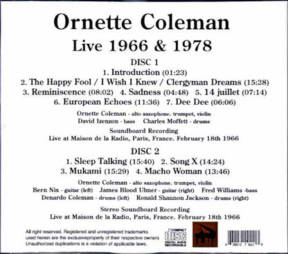 Ornette Coleman/France 1966 & more