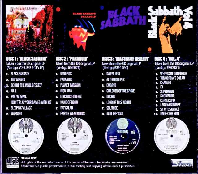 Black Sabbath/UK Original 4 LPs 1970-1972