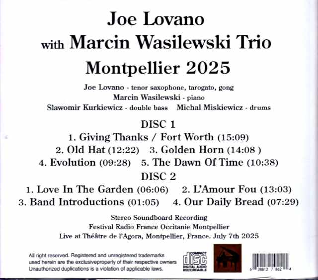 Joe Lovano Marcin Wasilewski Trio Joe Lovano Marcin Wasilewski/France 2025 Soundboard Edition
