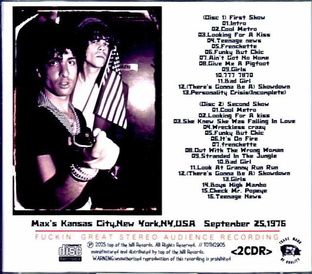 New York Dolls New York Dolls/NY,USA 09.25.1976 Soundboard Edition