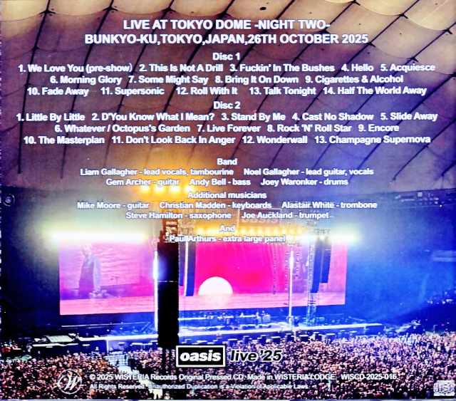 Oasis Oasis/Tokyo,Japan 10.26.2025 Complete Near Speakers Rec Edition