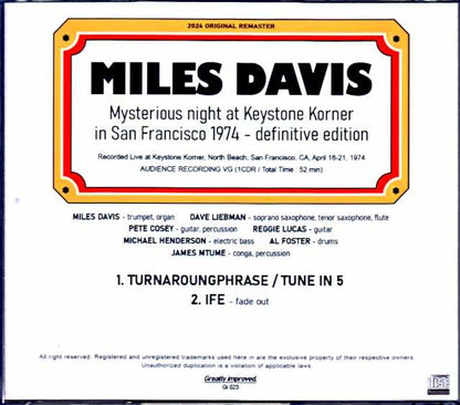 Miles Davis Dave Liebman/CA,USA 1974 Upgrade