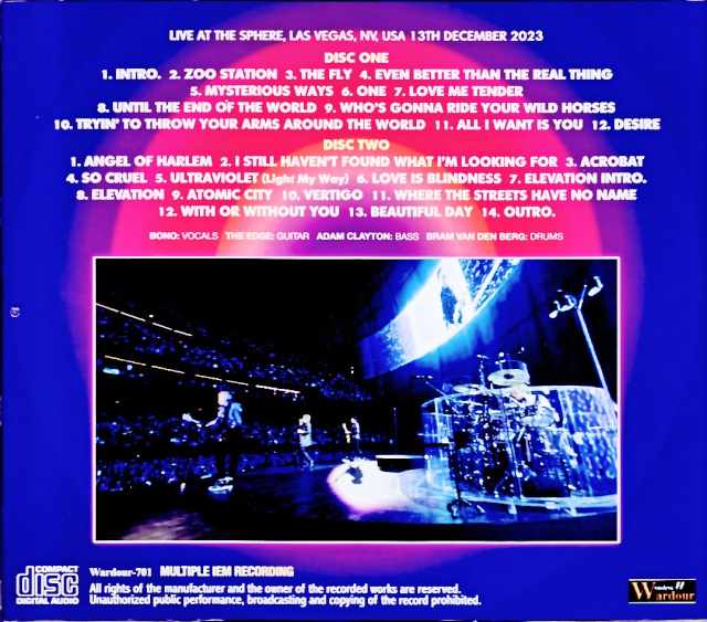 U2 U2/NV,USA 12.13.2023 Complete IEM Matrix Edition