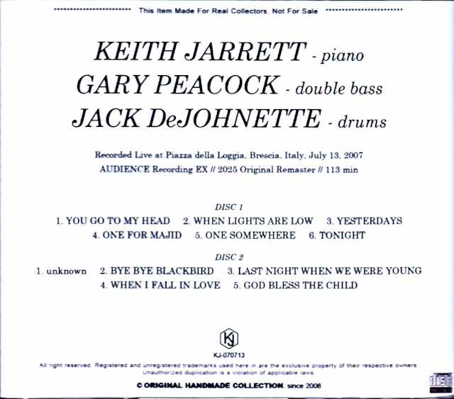 Keith Jarrett Trio Keith Jarrett/Italy 07.13.2007