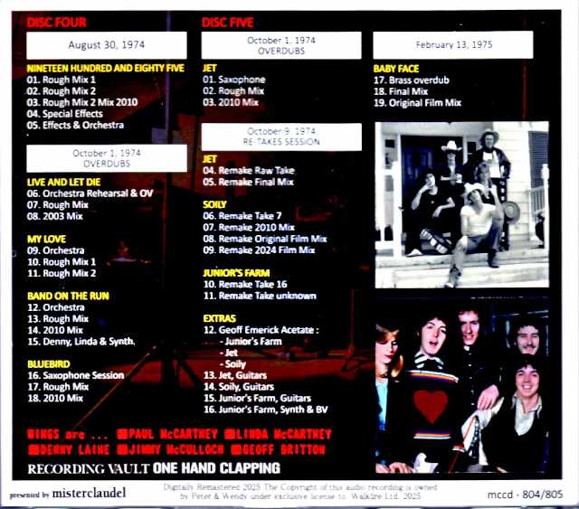 Paul McCartney Wings Paul McCartney Wings/One Hand Clapping One Hand Clapping Recording Vault Vol.2