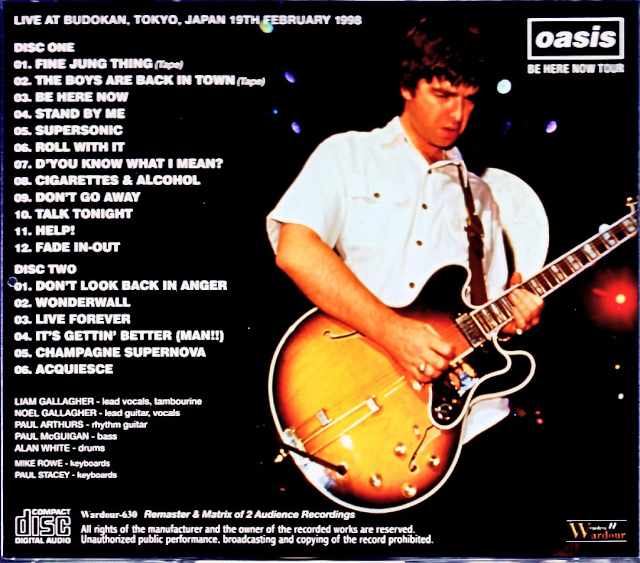 Oasis/Tokyo,Japan 2.19.1998 Remaster and Matrix of 2Audience Recordings