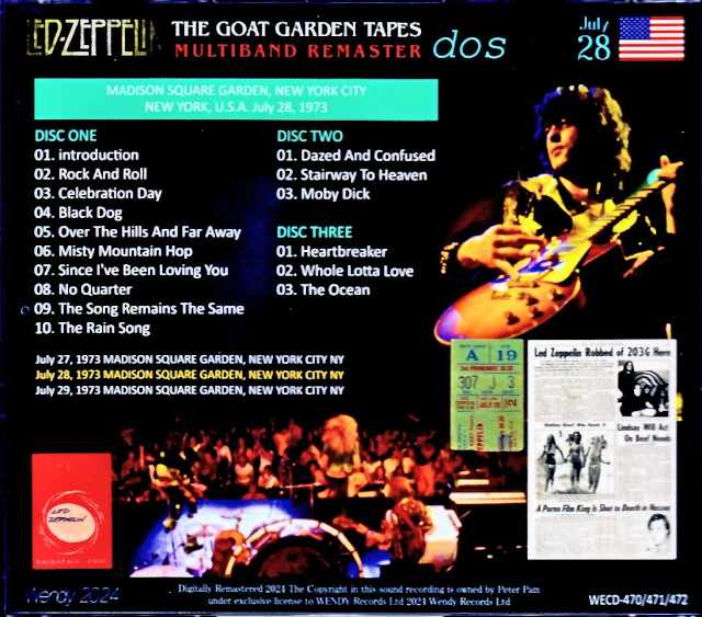 Led Zeppelin/Madison Square Garden NY,USA 7.28.1973 AI Multiband Remaster