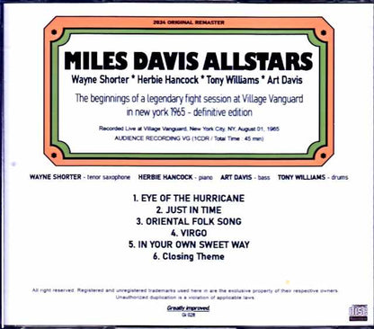 Miles Davis Allstars Wayne Shorter, Herbie Hancock, Tony Williams Miles Davis/NY, USA 1965 Complete