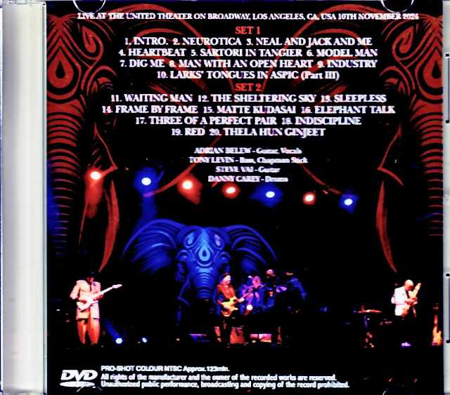 Beat Adrian Belew,Tony Levin,Steve Vai Beat/CA,USA 11.10.2024 Complete Multi-Cam Shot Edition Jewel Version