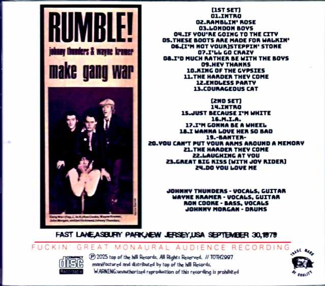 Gang War Johnny Thunders, Wayne Kramer Gang War/NJ, USA 09.30.1979