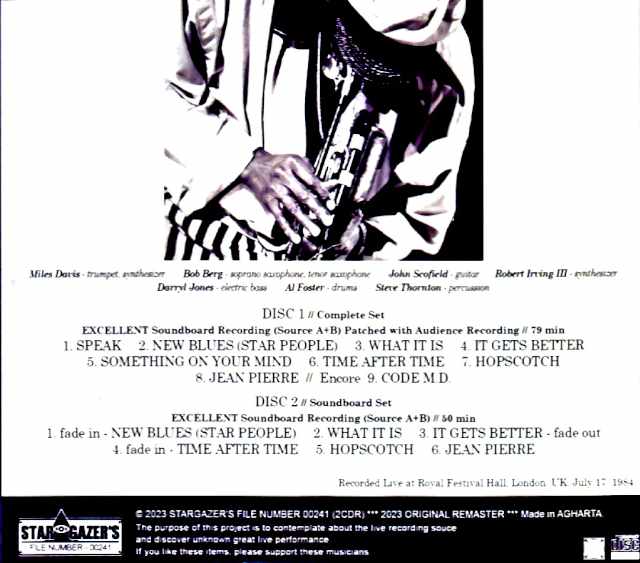 Miles Davis John Scofield,Bob Berg Miles Davis John Scofield/London,UK 1984 Complete & more