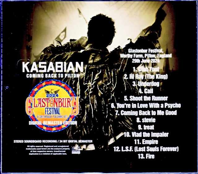Kasabian/England,UK 2024 Complete S & V
