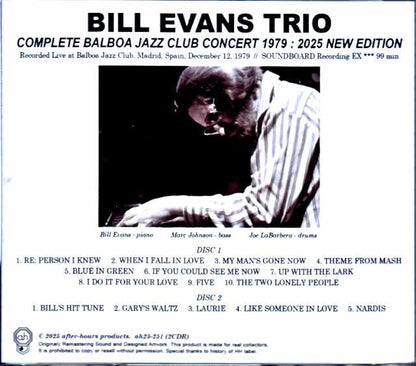 Bill Evans Trio Marc Johnson Joe Labarbera Bill Evans/Spain 1979 Complete