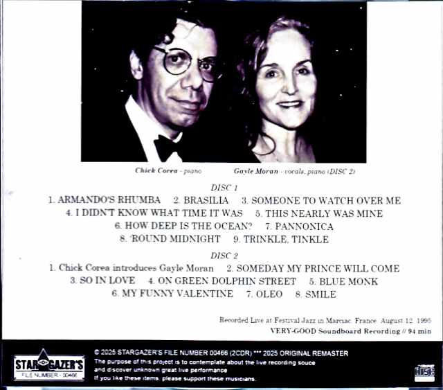 Chick Corea Gayle Moran Rick Corea Gayle Moran/France 1995 Complete