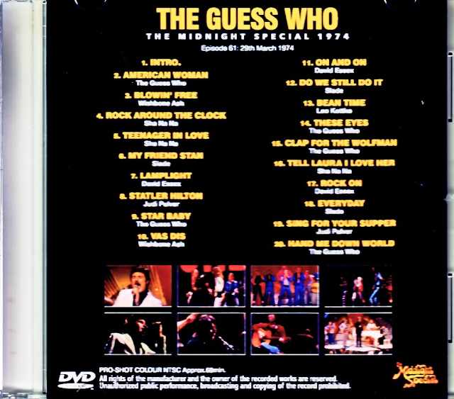 Guess Who Wishbone Ash,Sha Na Na,Slade, Guess Who/Midnight Special 1974 Jewel Version