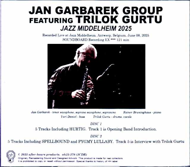 Jan Garbarek Group Trilok Gurtu Jan Garbarek Trilok Gurtu/Belgium 2025 Complete Soundboard Edition