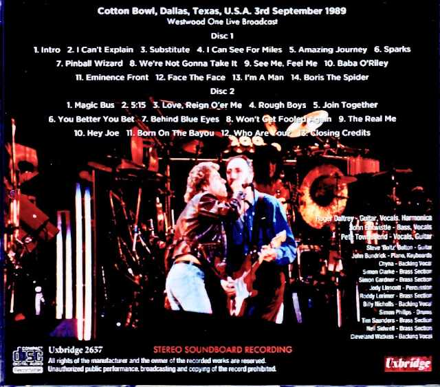 The Who, The Who/TX, USA 1989 Complete Soundboard Edition