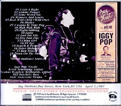 Iggy Pop/NY,USA 04.01.1987 Soundboard Edition