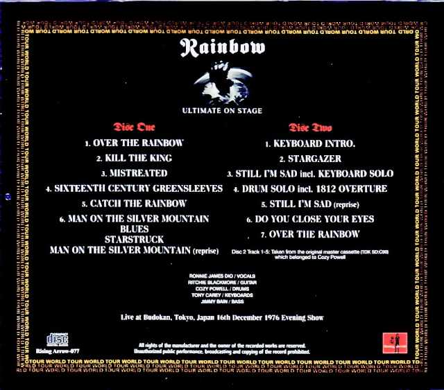 Rainbow / Tokyo, Japan 12.16.1976 Evening Show Complete Soundboard Edition