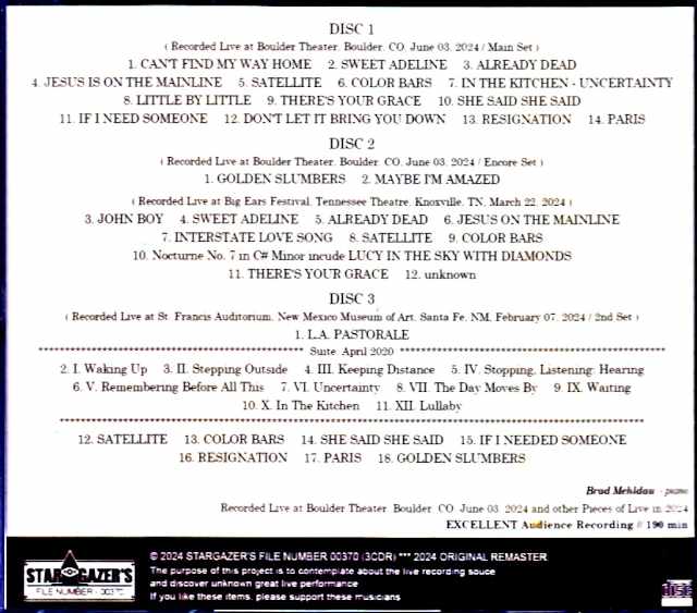 Brad Mehldau/CO,USA 2024 Complete & more