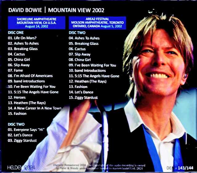 David Bowie / Mountain View! CA,USA 2002 Complete & more