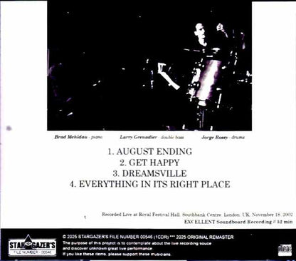 Brad Mehldau Trio Brad Mehldau/London,UK 11.18.2002 FM Broadcast Edition