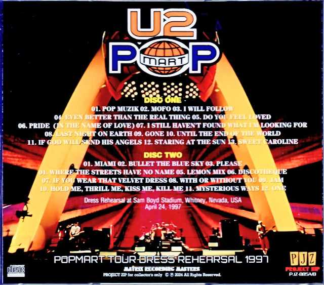 U2 U2/NV,USA 4.24.1997 Dress Rehearsals Complete IEM Soundboard Edition