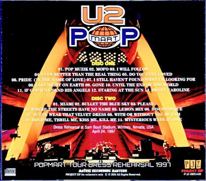 U2 U2/NV,USA 4.24.1997 Dress Rehearsals Complete IEM Soundboard Edition