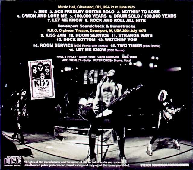 Kiss/OH,USA 06.21.1975 & more Soundboard Edition